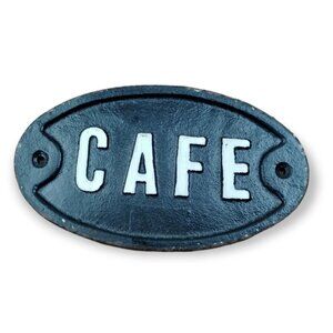 Distressed Vintage Look Cast-Iron Cafe Wall Sign 7.25 inch Oval New